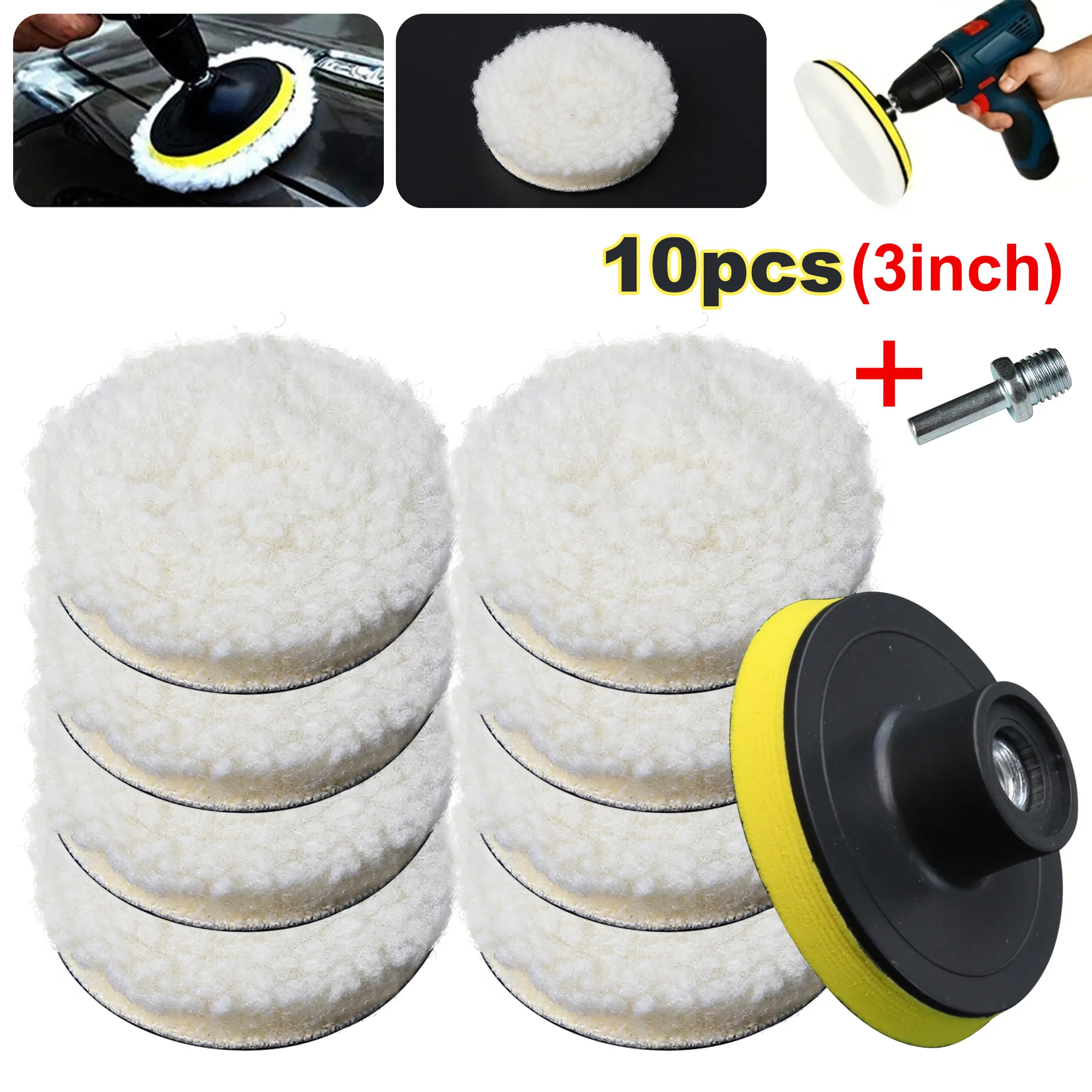 10PCS (8Pads + 1Sucker + 1Screw) Auto Polijsten Waxen Buffing Wheel Pad Auto Polijstmachine Kit voor Auto M10/M14 Boor Connector