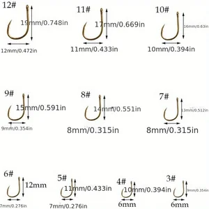 300‑Pack Boxed Golden Tube Eye Iseama Fishing Hooks Forged Shank Barbed Eye Ring Hooks for Lure Freshwater Saltwater Fishing