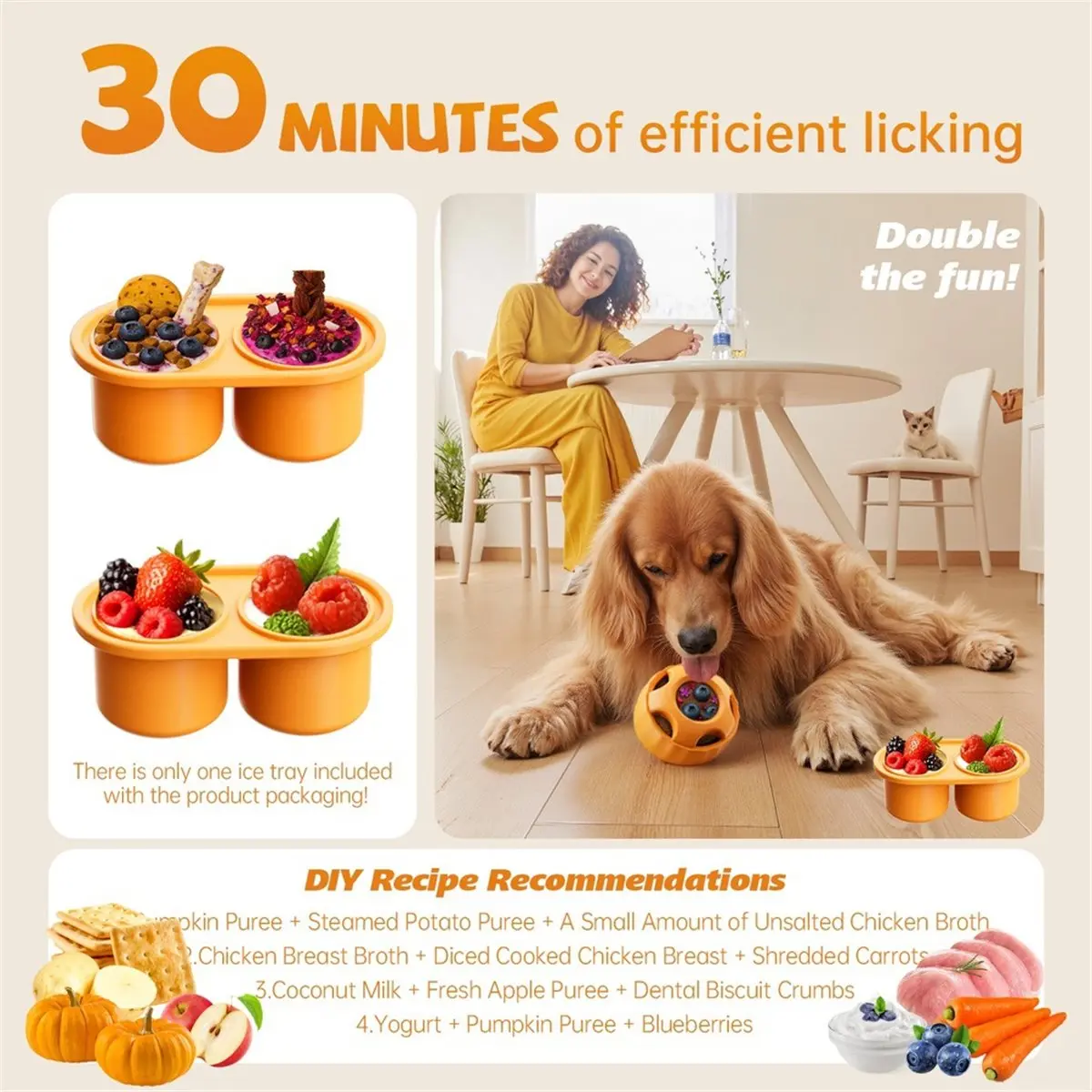 Interactive Dog Toys for Boredom - Dog Treat Molds Silicone Healthy Treats for Dogs Puppy Enrichment Toy