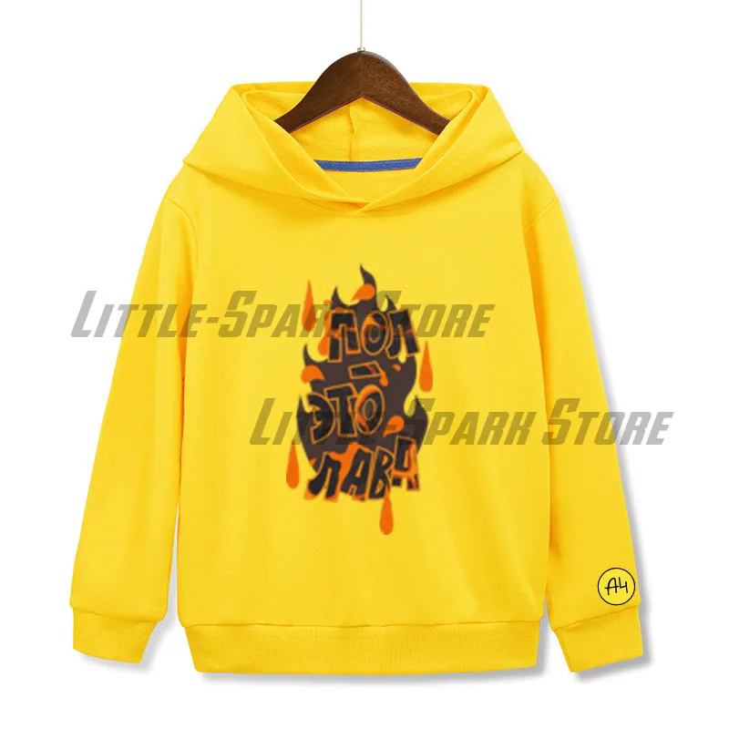 Пол это лава А4 Children's Streetwear Summer Cartoon Merch A4 Boy Girl Hoodie Versatile hoodie Baby boy Sweatshirt Clothes