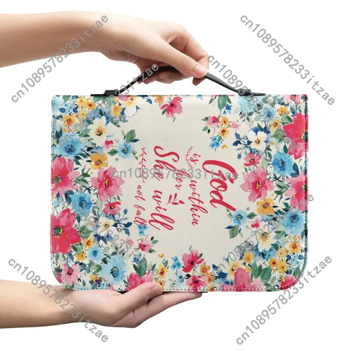 Bible Bag Leather Bible Cover Case God Is Within Her She Will Not Fall Zippered Handle Handbags Study Book Holy