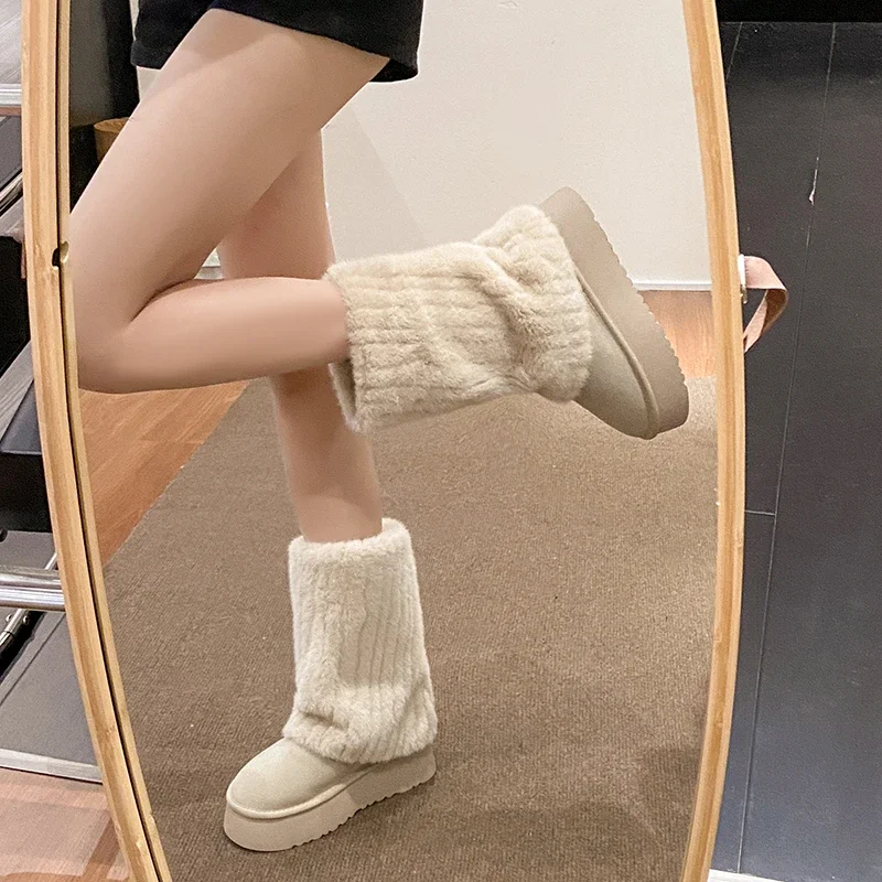 Winter Warm Plush Women Snow Boots Fashion Slip On Short Botas Casual Outdoor Platform Flats Cotton Shoes