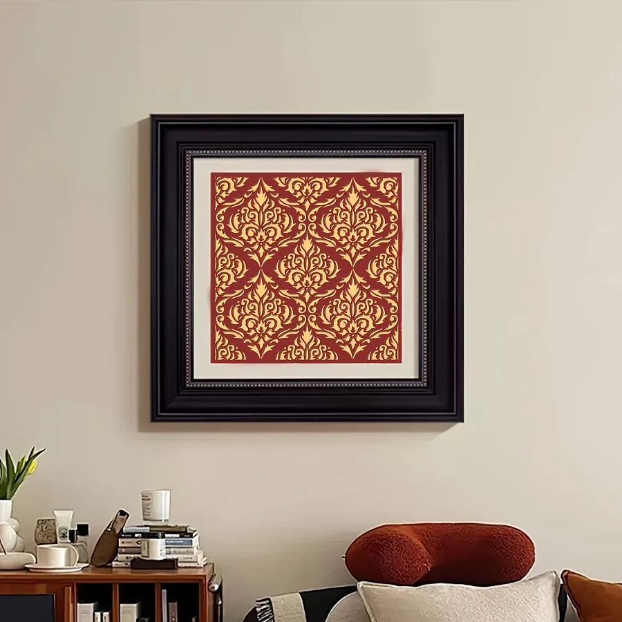 استنسل دمشق • قالب PET غير شفاف قابل لإعادة الاستخدام مقاس 12 × 12 بوصة لتزيين جدران الأثاث