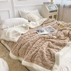 Winter Blankets Soft Plaid Warm Fleece for Adults Kids Solid Sofa Bed Cover Duvet Plush Throw Bedspread for Home Beds Couch