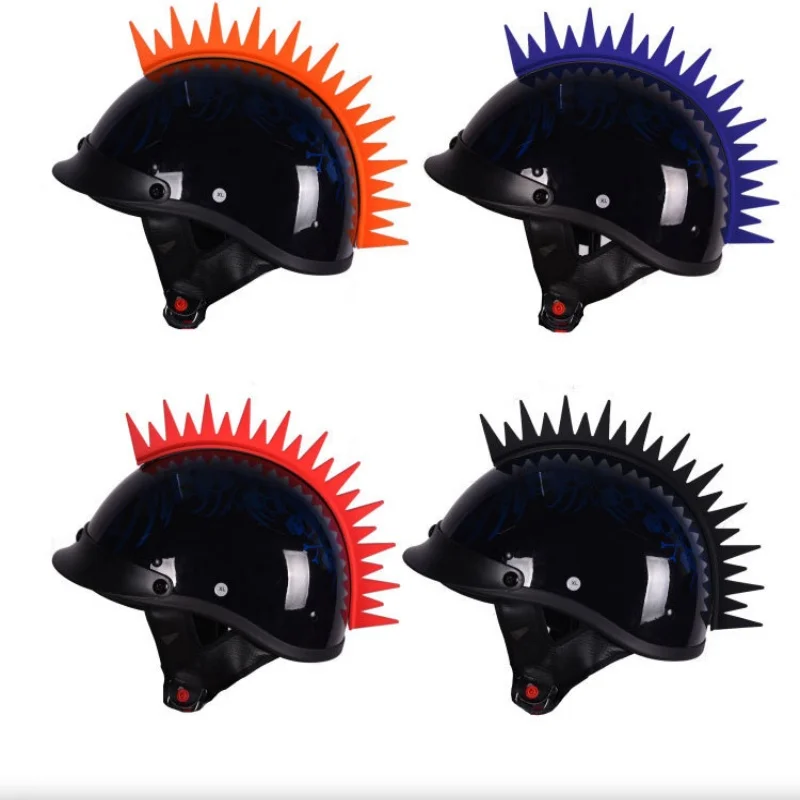 

Premium silicone alligator fin motorcycle helmet sticker with personalized creative cockscomb fin Harley scooter braid with tape