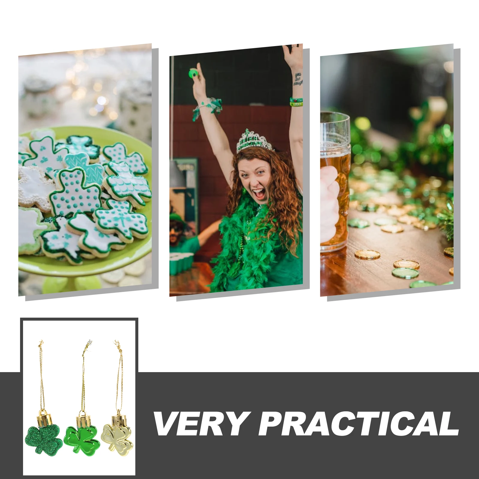 

15Pcs St Patrick's Day Shamrocks Hanging Ornaments Clover Plastic Decorations Lightweight Festival Party Decor Adornments