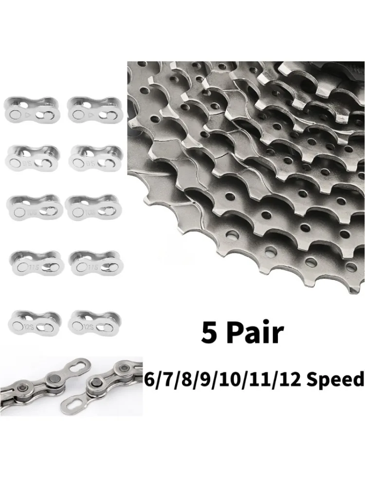 AliExpress 5 Pairs Bike Chain Connector Lock Link for Road Mountain Bicycle Cycling Parts Quick Release Buckle 1/6/7/8/9/10/11/12 Speed