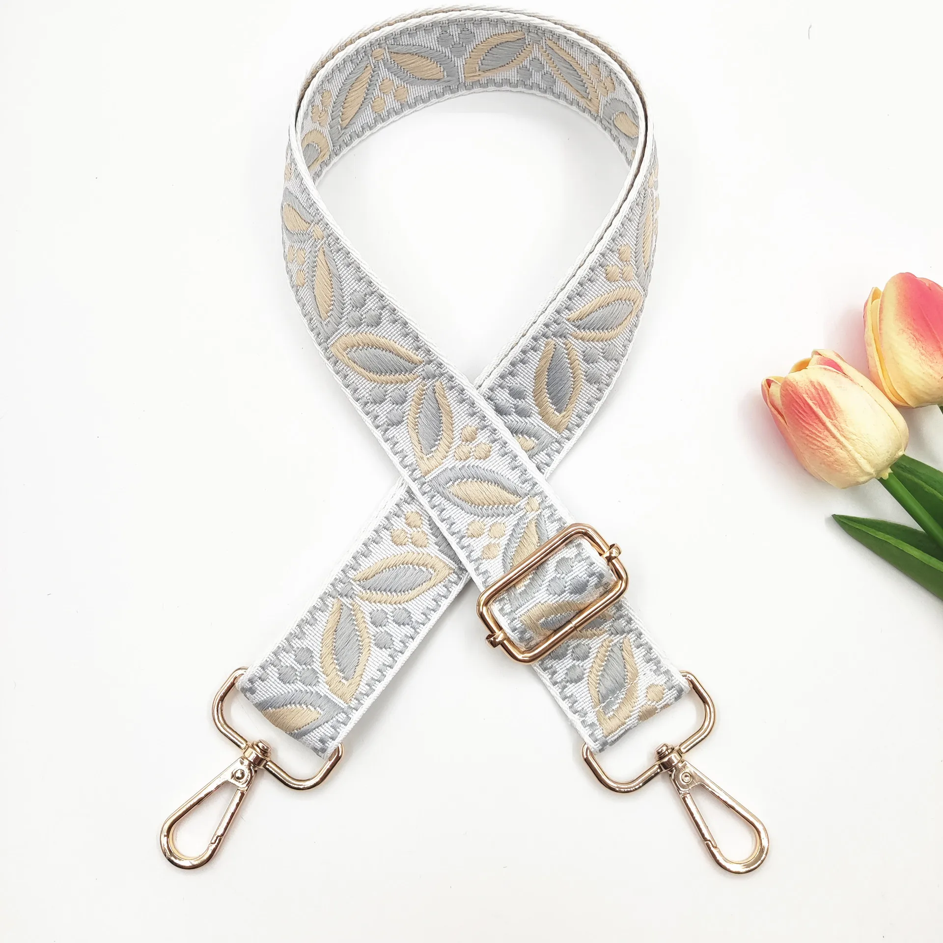 1 Piece 1.50inch Wide Adjustable Handbag Purse Strap Replacement Crossbody Shoulder Strap Magnolia Pattern Jacquarded Strap