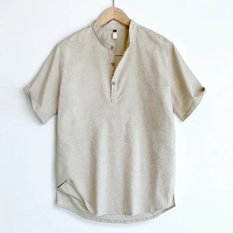 2026 Summer New Cotton Linen  Shirts for Men Short Sleeve Beach Tops Breathable  Style Daily Vacation Shirts