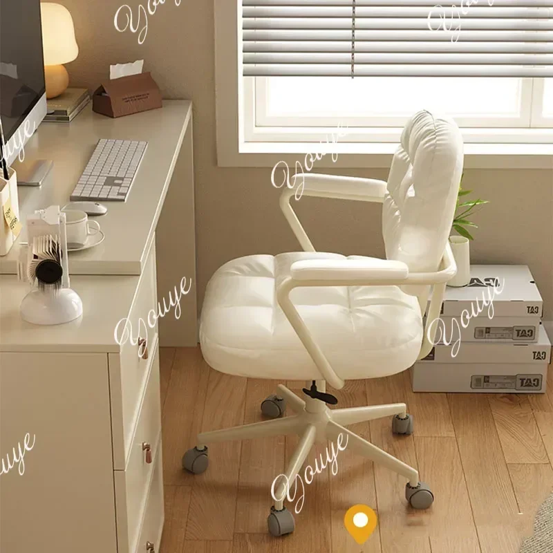 G-XM Armpad Cheap Office Chair Design Normal Casters White Mobile Office Chair Lazy Study Room Cadeira Para Escritorio Furniture