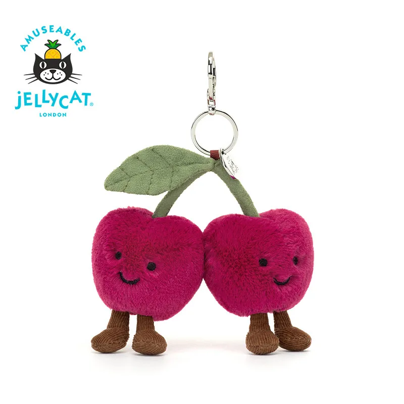 

Оригинальный брелок-подвеска Jellycat Amuseables Cherries из Великобритании, красный, в форме фрукта, супермягкий плюшевый брелок-кукла, прекрасный подарок для детей