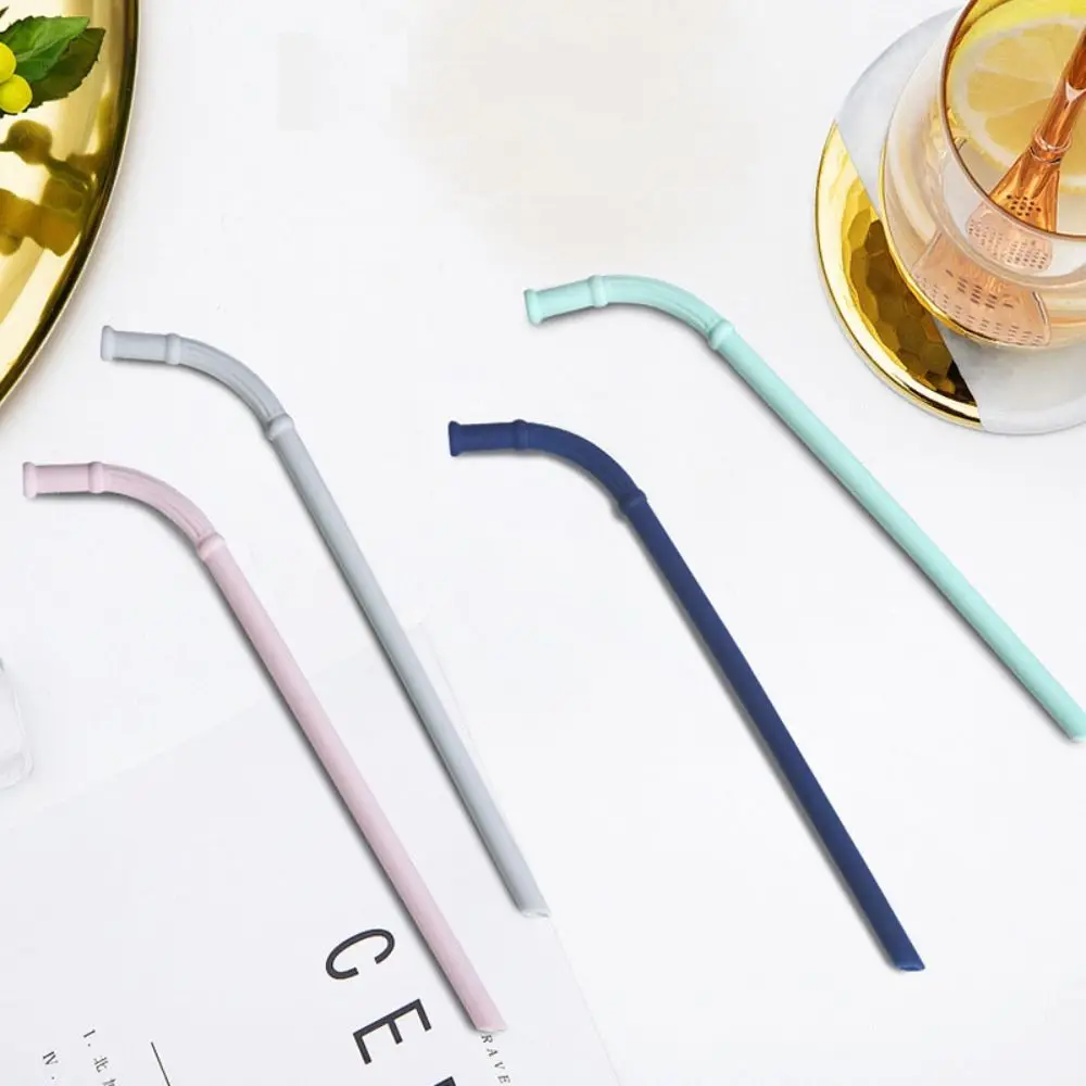 Bent/Straight Silicone Straws Portable Flexible Long Drink Straws Soft Reusable Cocktails Straws Milk Tea