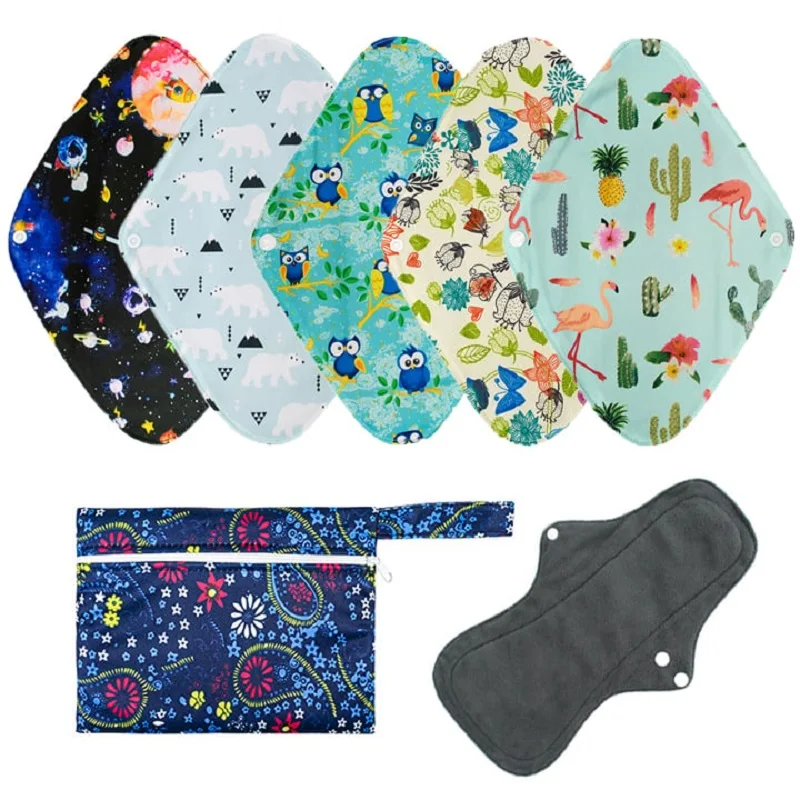 

Reusable Sanitary Pad Bamboo Charcoal Cloth Menstrual Pads Cloth Mama Panty Liners 1 Piece (Randomly Prints)