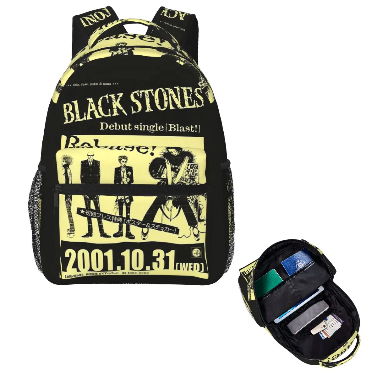 Nana The Black Stones Band Spread Student Backpack School Bag Hiking Travel Daypack for Men Women Fashion Bookbag Shoulder Bags