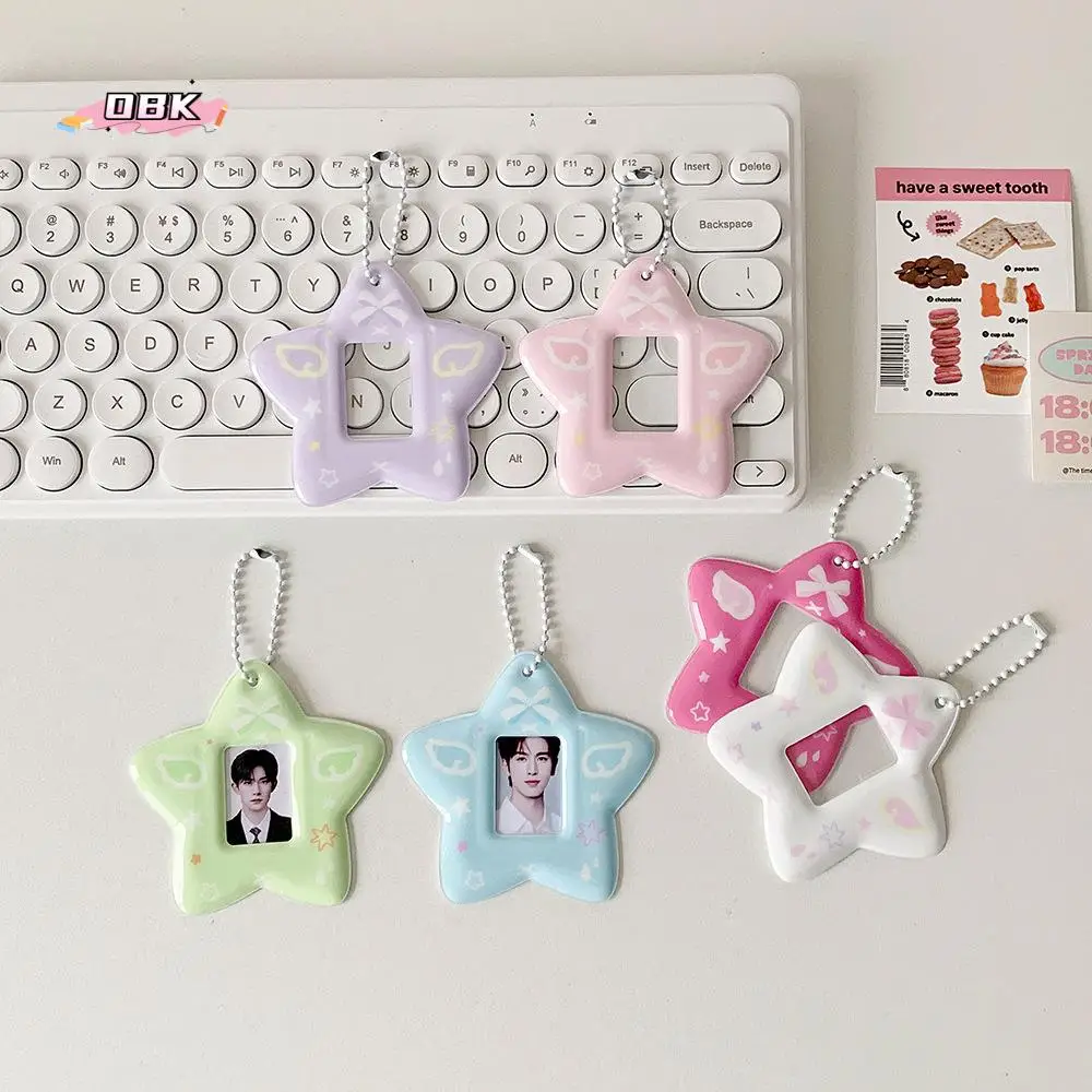 

With Keychain Mini Photocard Holder Star Pendant PVC Card Cover Idol Card Display Protector Korean Ins Style Picture