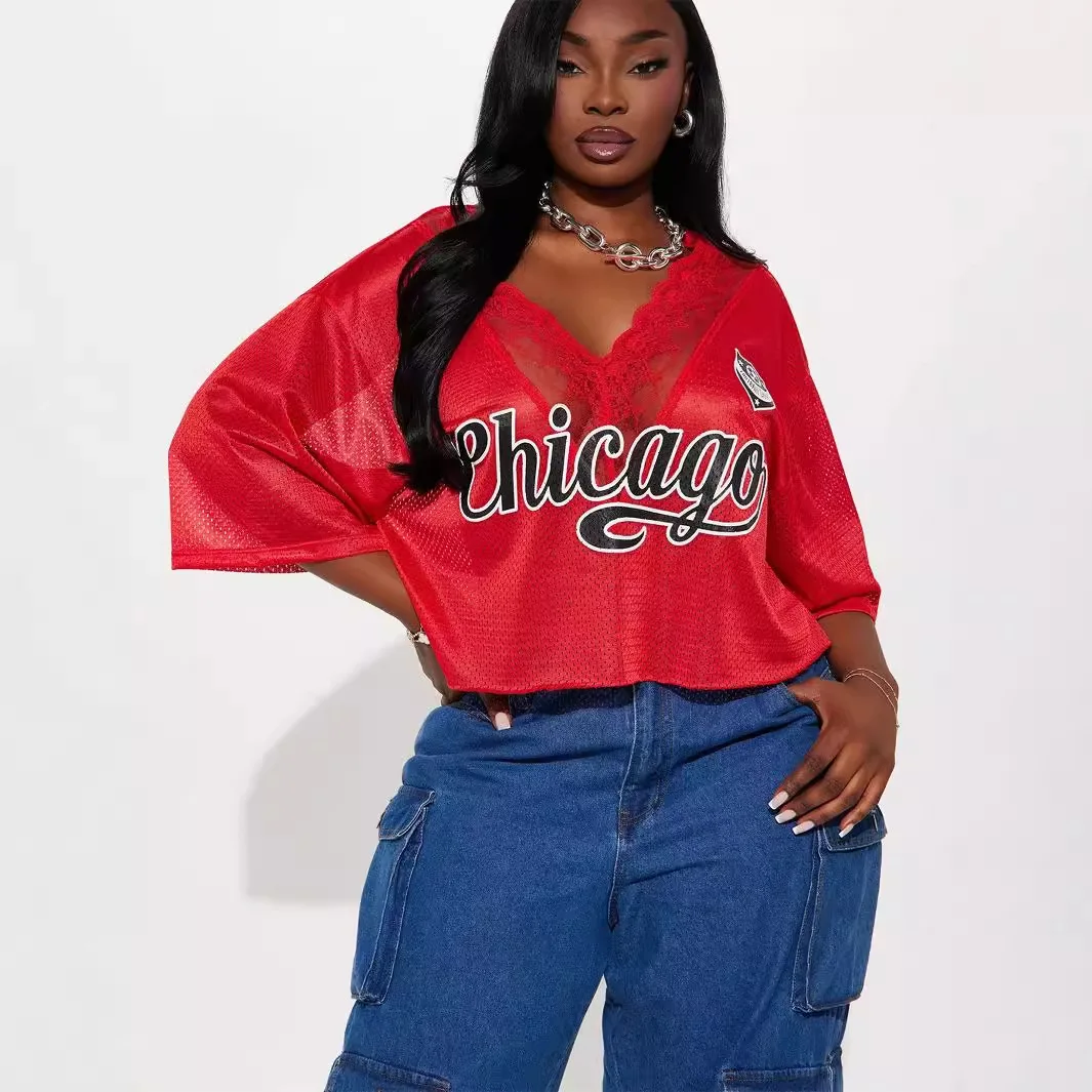 

2025 Summer Clothes Women Sexy Y2K Letter Tank Lace Tops Tees Chicago Graphic T Shirts Fashion Top Print Sweatshirts Streetswear