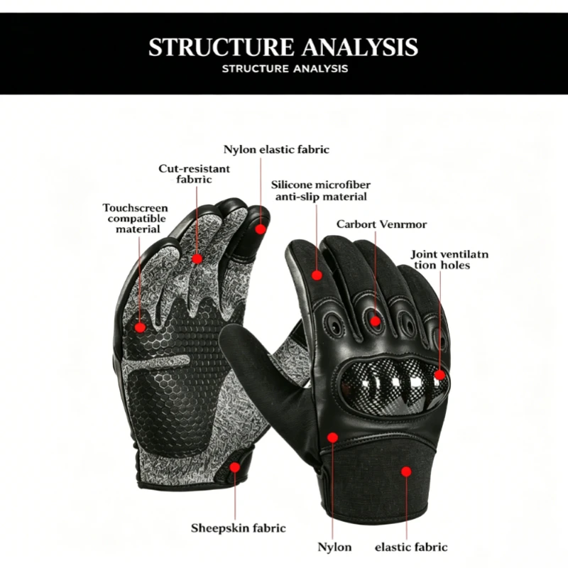 Summer Level 5 Anti Cutting Sheepskin moto gp Gloves Kevlar Anti Stabbing Carbon Fiber Shell Military Training Fans Men Tactical