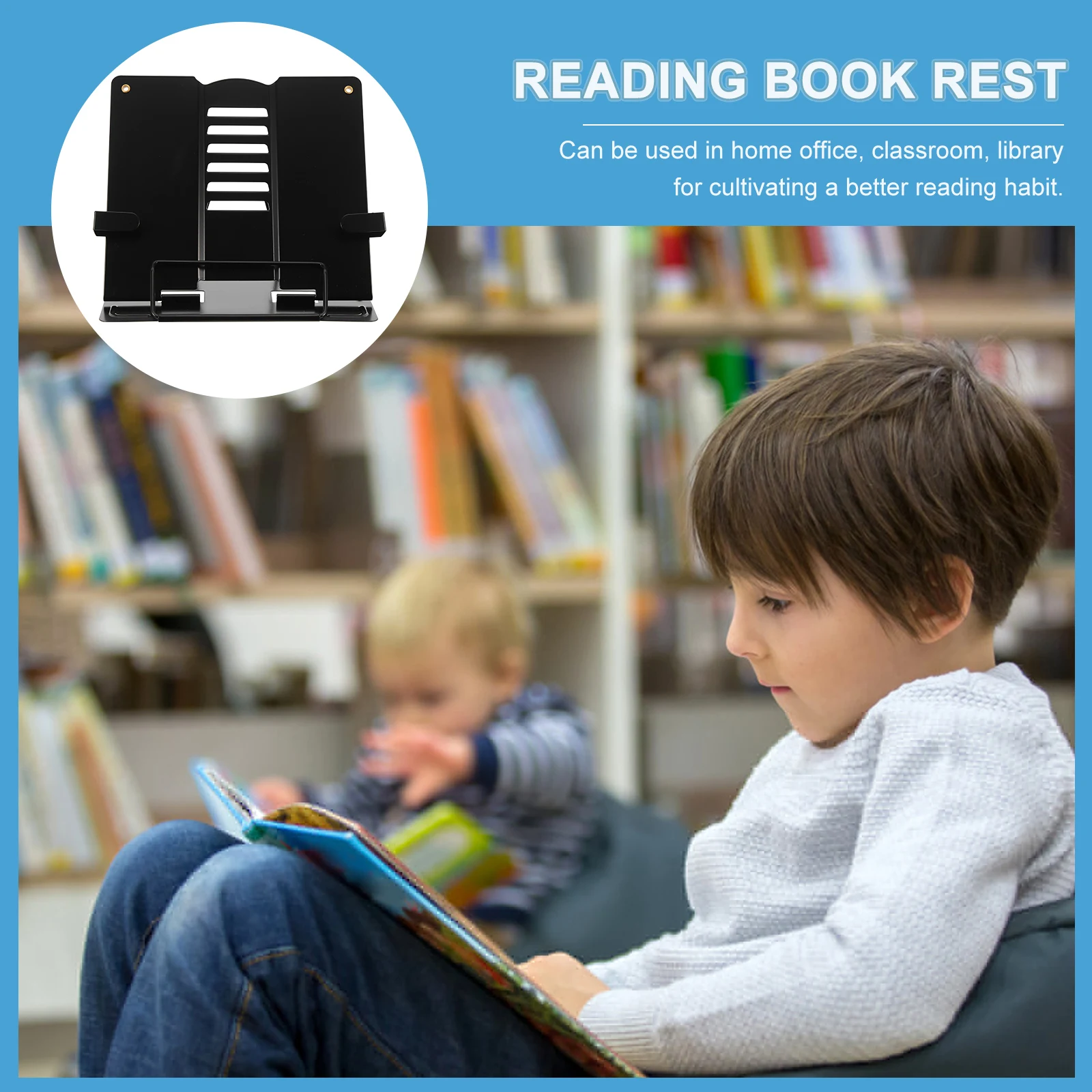 

Reading Rack Adjustable Book Holder Portable Stand Look at The Bookshelf Rest for Desk Iron Textbook