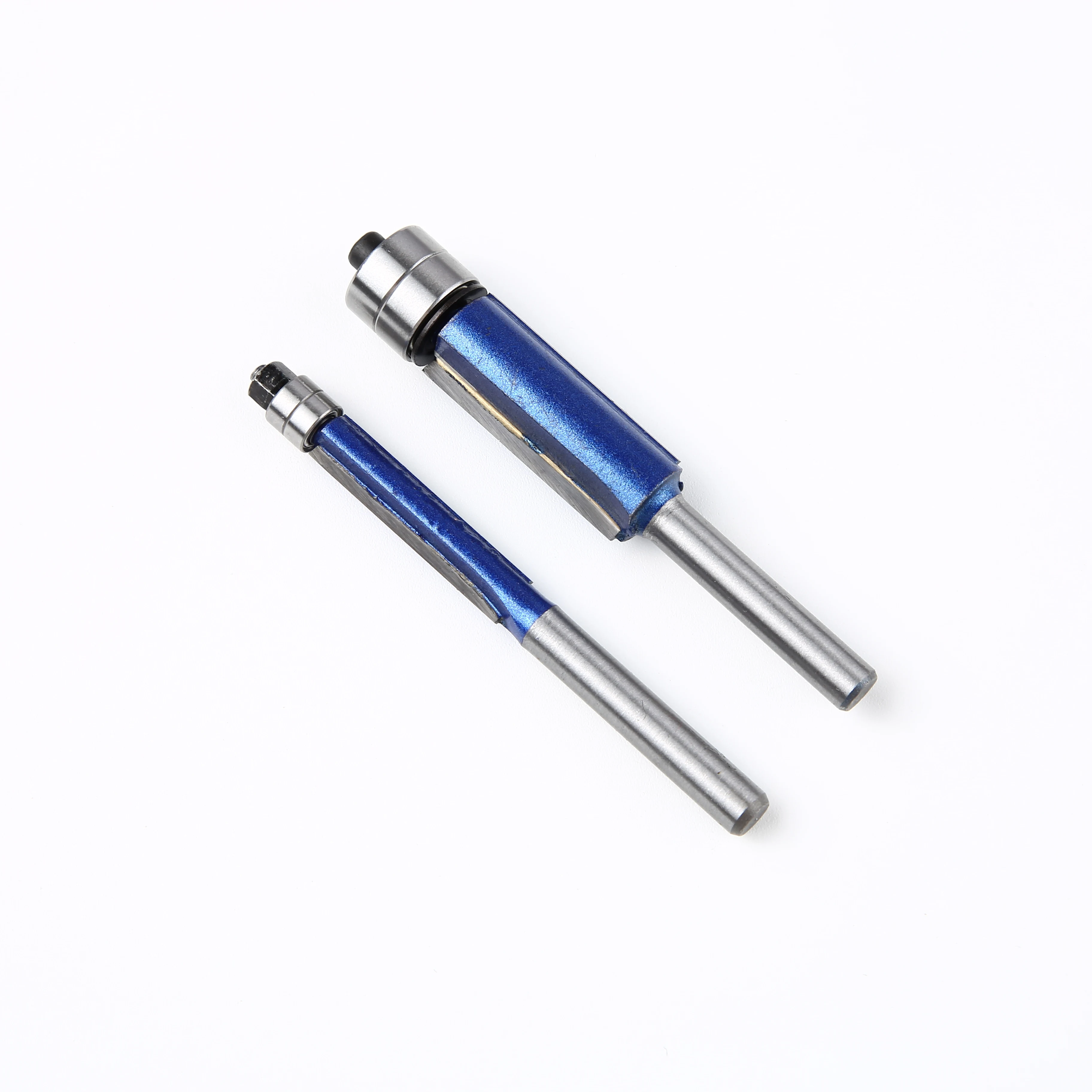6mm 6.35mm Shank Biaxial Trimming Tool Double Bearing Carbide Flush Trim Router Bits Set for Wood Carving Cutter Milling Cutters