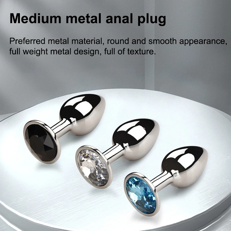 Metal Anal Plug Featuring A Gem-Embedded Base – A Beginner-Friendly, Unisex Adult Product - Image 3