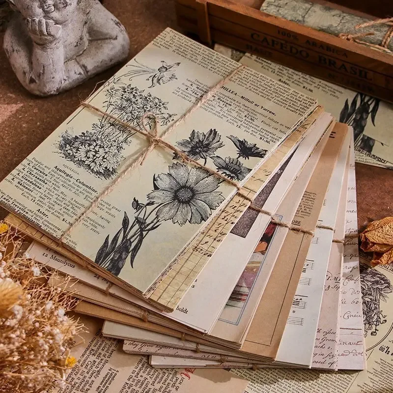 Journamm 30pcs/pack Vintage Newspaper Style Materials Paper Lightweight Paper DIY Scrapbooking Collage Junk Journal Decor Paper