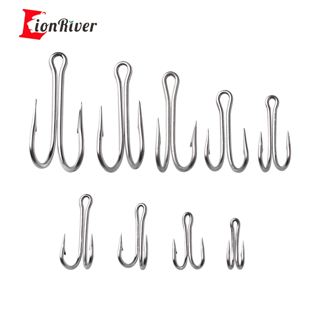 Lionriver #28-#20 Heavy-duty Stainless Steel Double Hook Long Shank Twin Hooks for Sea Boat Fishing Trolling Lures