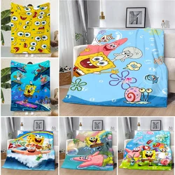 Cartoon Cute S-SpongebobS Printed Blanket Picnic Blankets Warm Blanket Soft and Comfortable Blanket Home Travel Birthday Gift