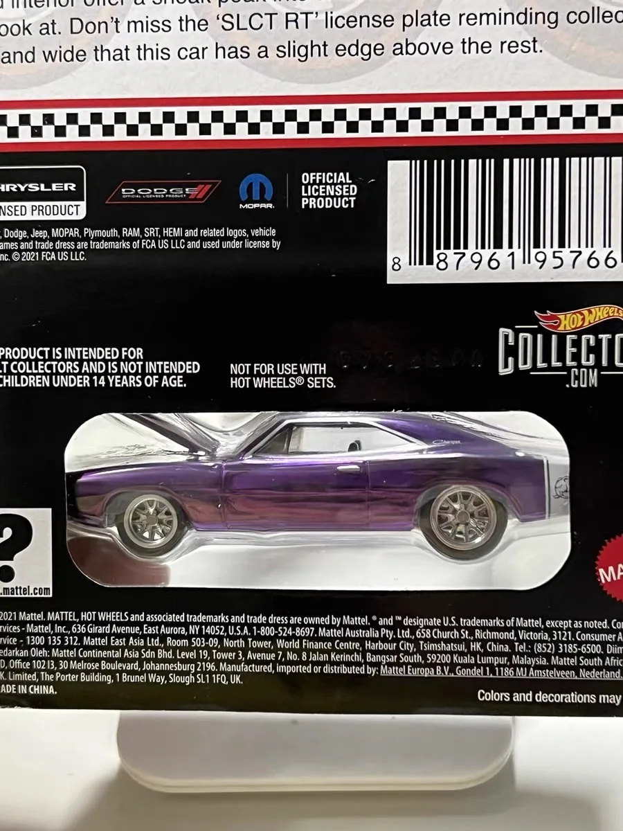 Hot Wheels RLC 69 Dodge Charger Member voting car electroplated purple open cover 1/64 alloy simulation car model