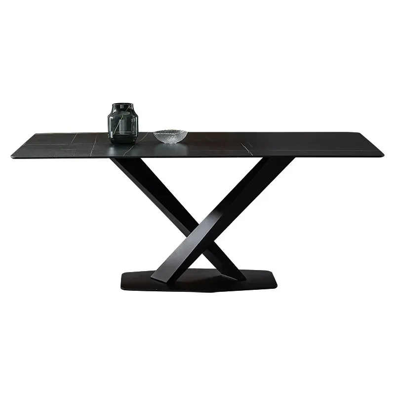 

Nordic Style Modern Metal Frame Dining Room Table Sintered Stone Top Dining Table