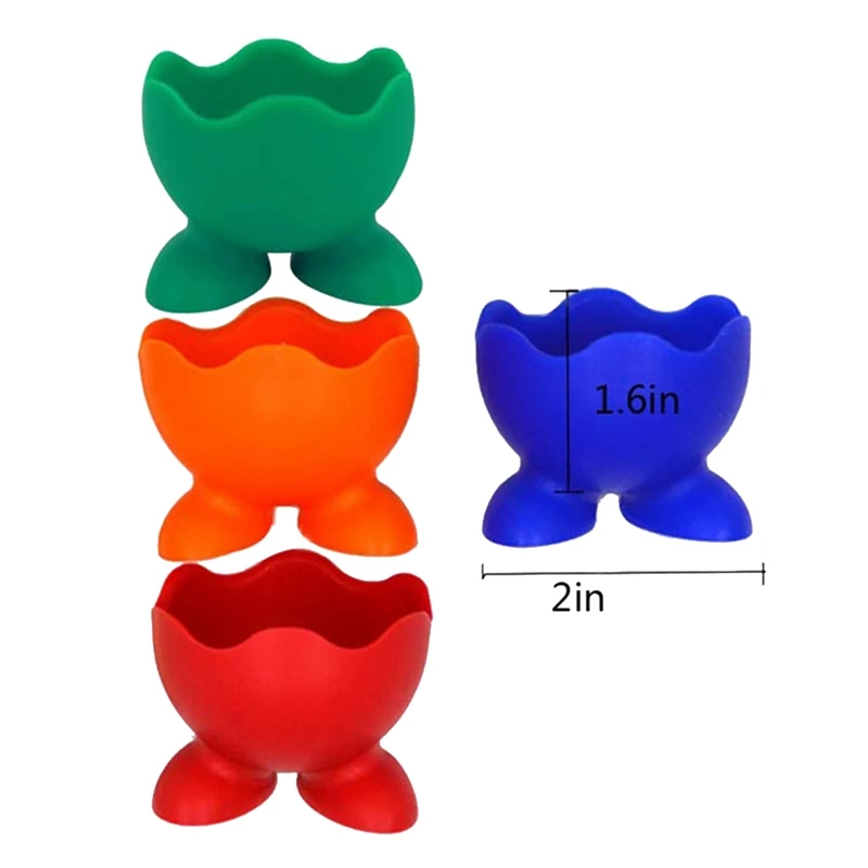 SEWS-4 PCS Colorful Soft Silicone Egg Cup Boiled Egg Serving Cup Egg Tray Egg Holders Stands