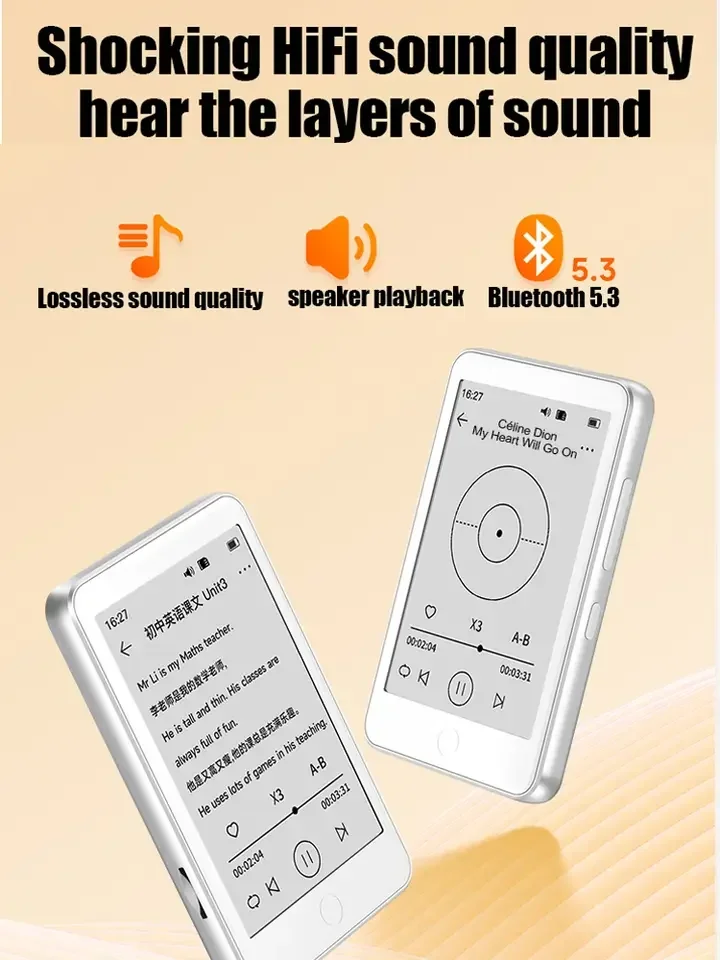 Famue Bf01 شاشة حبر قارئ الكتب الإلكترونية مشغل MP3 موسيقى رياضية بدون فقدان صوت بلوتوث 5.3 عمر بطارية طويل مسجل تشغيل #5