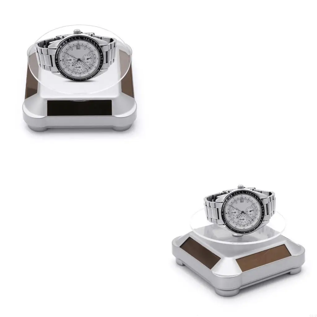  Rotating Display Stand 360 Degree Solar Power Rotating Turntable Display Stand for Photography Show Black Silver