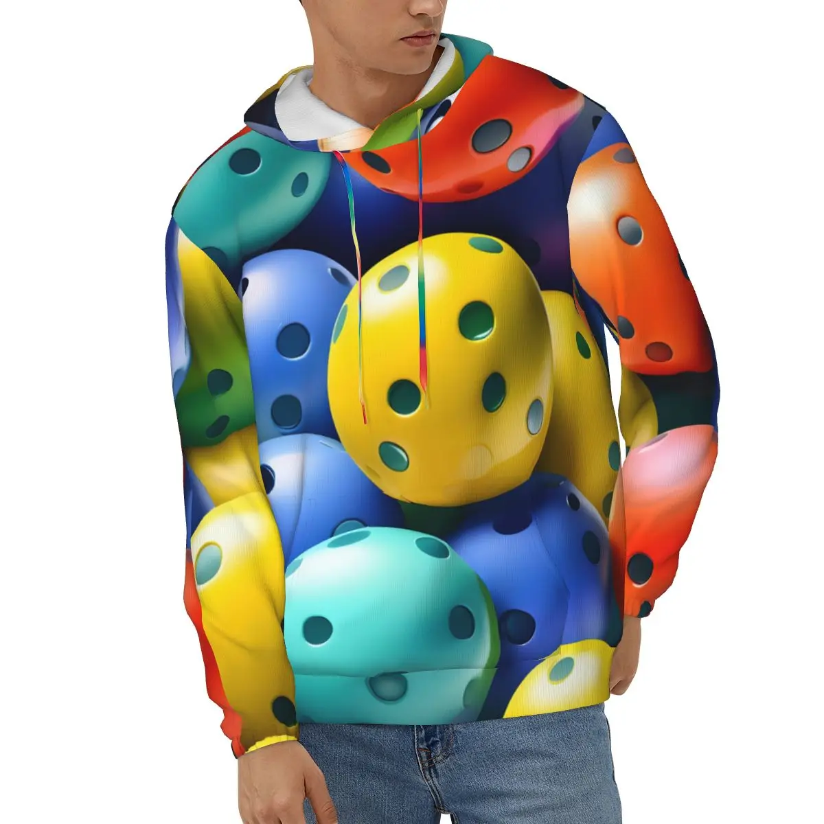 

Pickleball Balls Pattern Mens Sweatshirt Long Sleeve Autumn Spring Casual Hoodies Top Boy Blouse