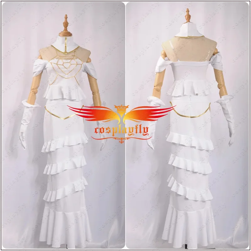 Anime Overlord Albedo Cos Sexy White Mermaid Dress for Women Summer Skirt Adult Clothing Cosplay Costume Horns Wig Halloween