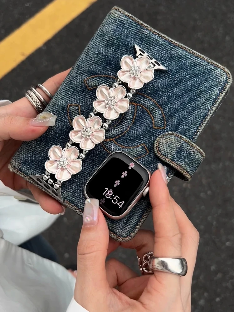 

Metal Flower Band For iWatch Ultra 9 8 7 6 5 SE 4 Elastic Woman Bracelet Strap For Apple Watch 38mm 40mm 41 42mm 45mm 49mm