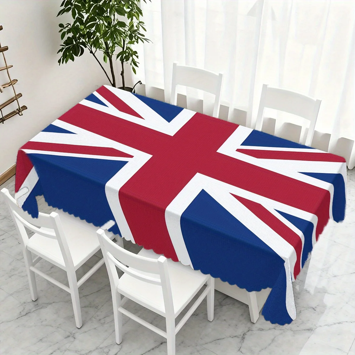 Vivid Union Jack National Flag Print Waterproof Washable Tablecloth, Rectangular Table Cover for Country Themed Party Decor