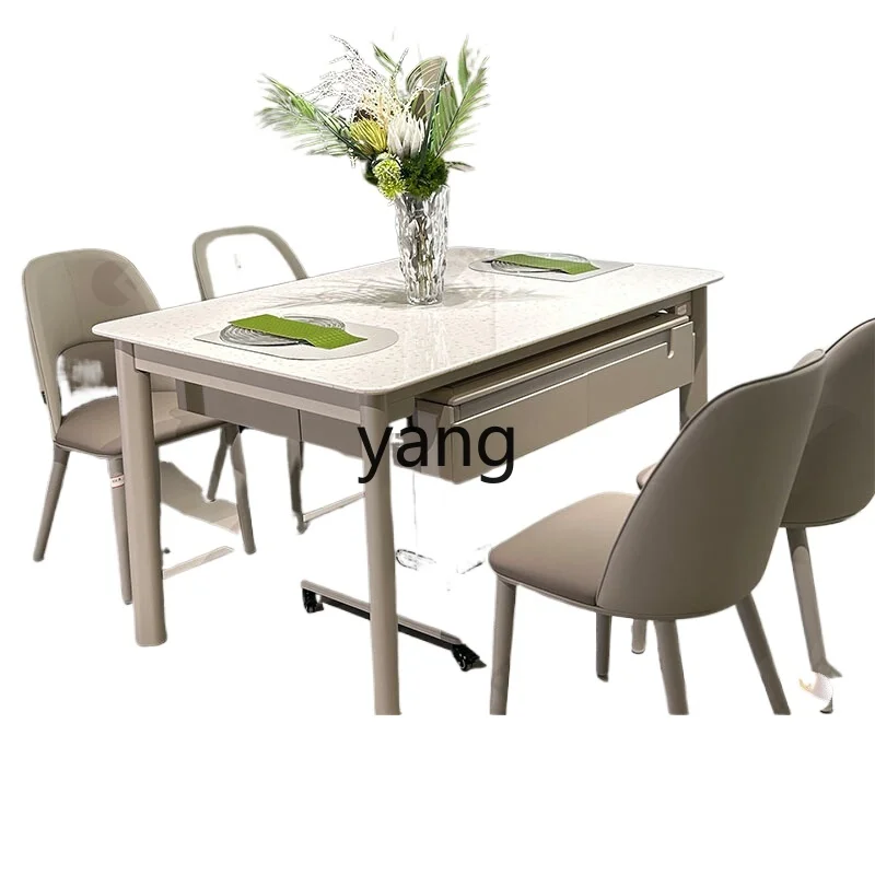 

LH with heating solid wood mahjong dining table dual-purpose household integrated long rice table and chairs