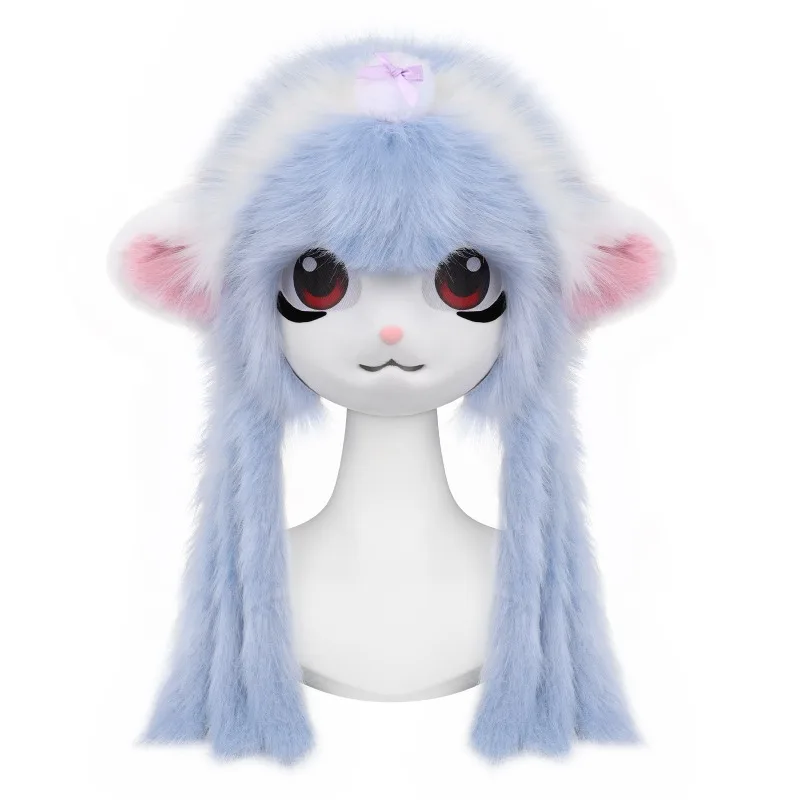 Handwork Furry Fandom Cute Little Lamb Head Shell Fursuit Kigurumi Headbase Kemono Kig Head Mask Cosplay Props