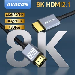 AVACON HDMI to HDMI Cable, 4K@240Hz, 4K@144Hz, 8K@60Hz, HDMI 2.1, 6 Feet, 48Gbps, Aluminum Shell, Nylon Braided