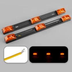 12V 3W IP67 2pcs Stainless Amber LED Rear Clearance ID Marker Light Bar Fit for Truck Trailer Pickup Boat Tail Lamp