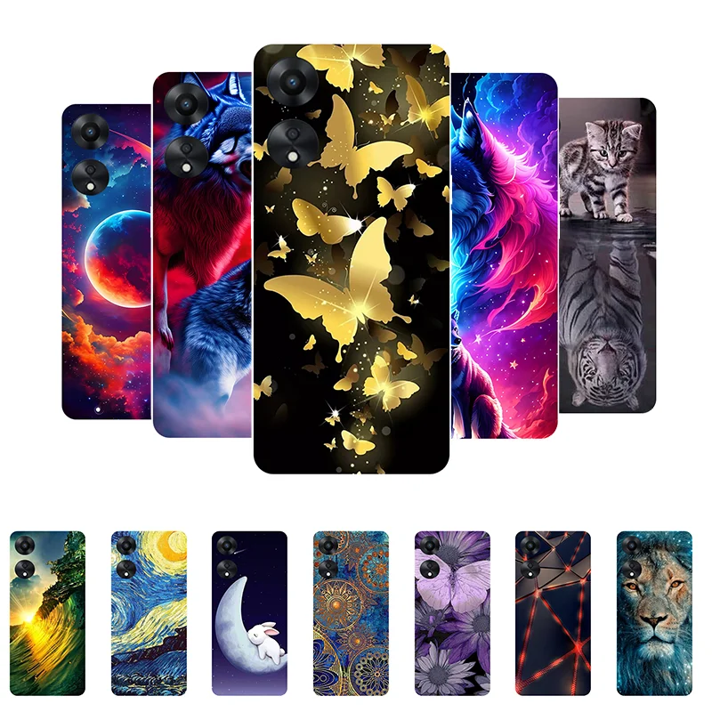 For OPPO A78 5G Case Silicone Soft Butterfly Wolf Protective Back Cover for OPPO A78 4G CPH2565 / OPPOA78 5G A 78 Coque Fundas