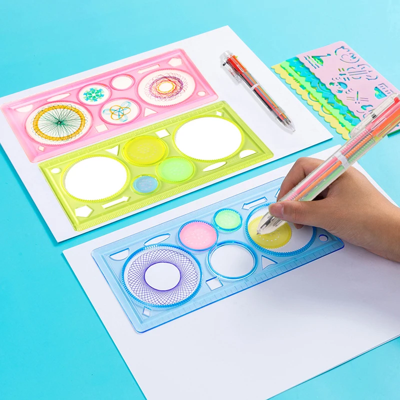 ﻿Clear 4PCS Spirograph Sets – Translucent Plastic Geometry Tools for Intricate Pattern Design, Art Journals & Stationery TMZ