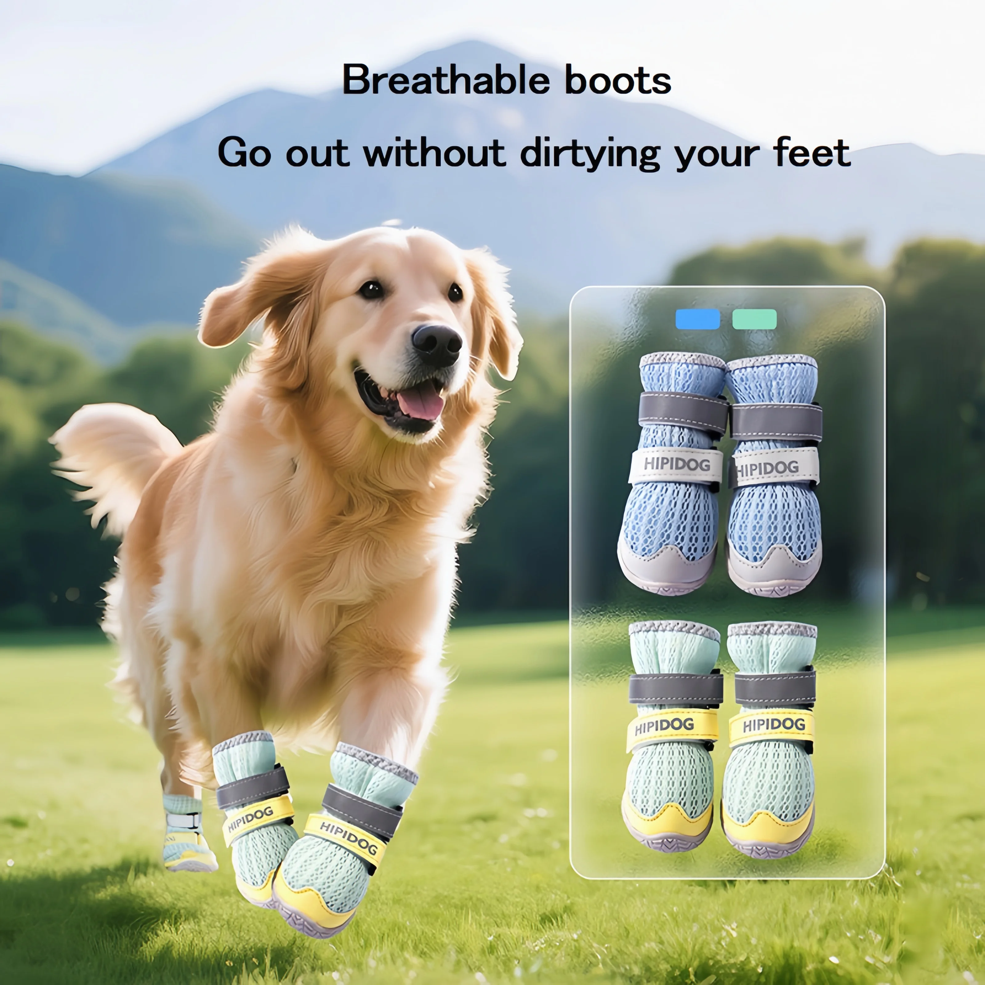 

AirMesh Pet Shoes 18g Lightweight Breathable Anti-Slip Sole Night Reflective Straps Adjustable Velcro for Small Medium Dogs Cats