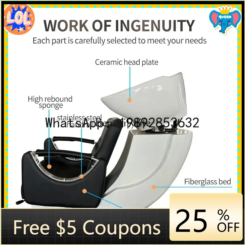 

AB 02Barber Shop Lying Half Shampoo Flushing Bed High-End Simple Sitting for Hair Salon Shampoo Chair