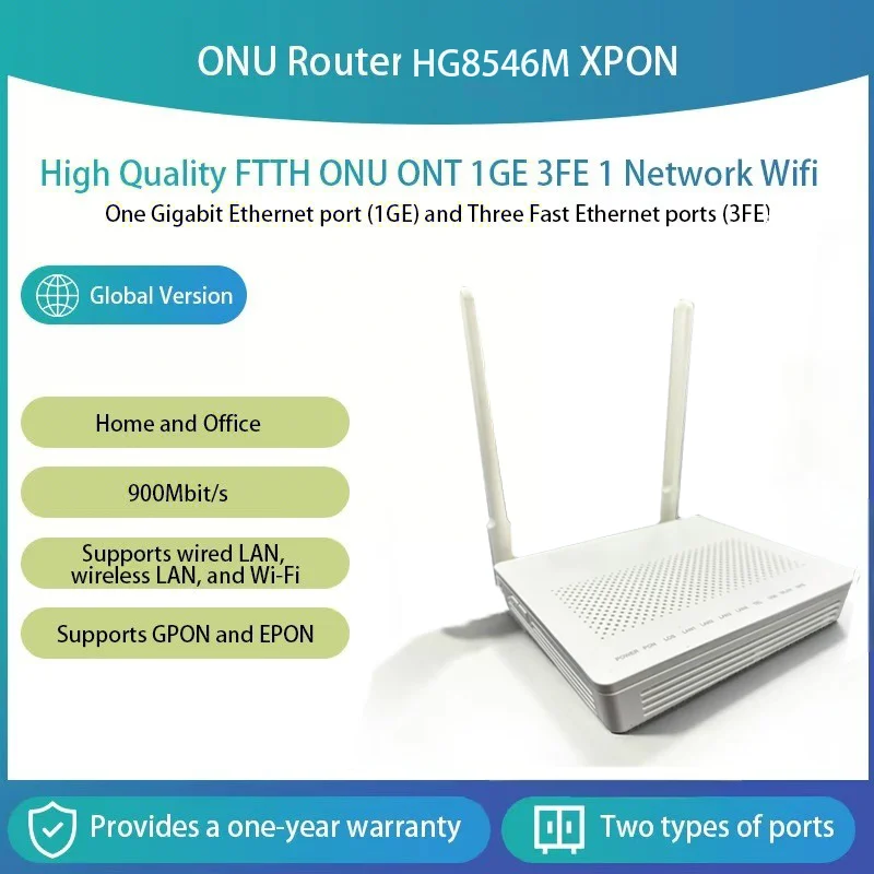 Wireless WIFI Router HG8546M XPON ONU Home and Office Original UPC ONT 1GE 3FE TEL 2.4G WIFI 5db FTTH Modem Router GPON XPON ONU