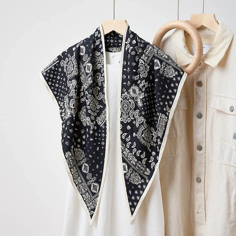 Pañuelo Triangular de Seda de Algodón Puro de Lujo, Pañuelo para el Cuello, Cinturón, Pañuelo Decorativo para la Cabeza, Estilo Nuevo de Verano, Elegante para Mujer
