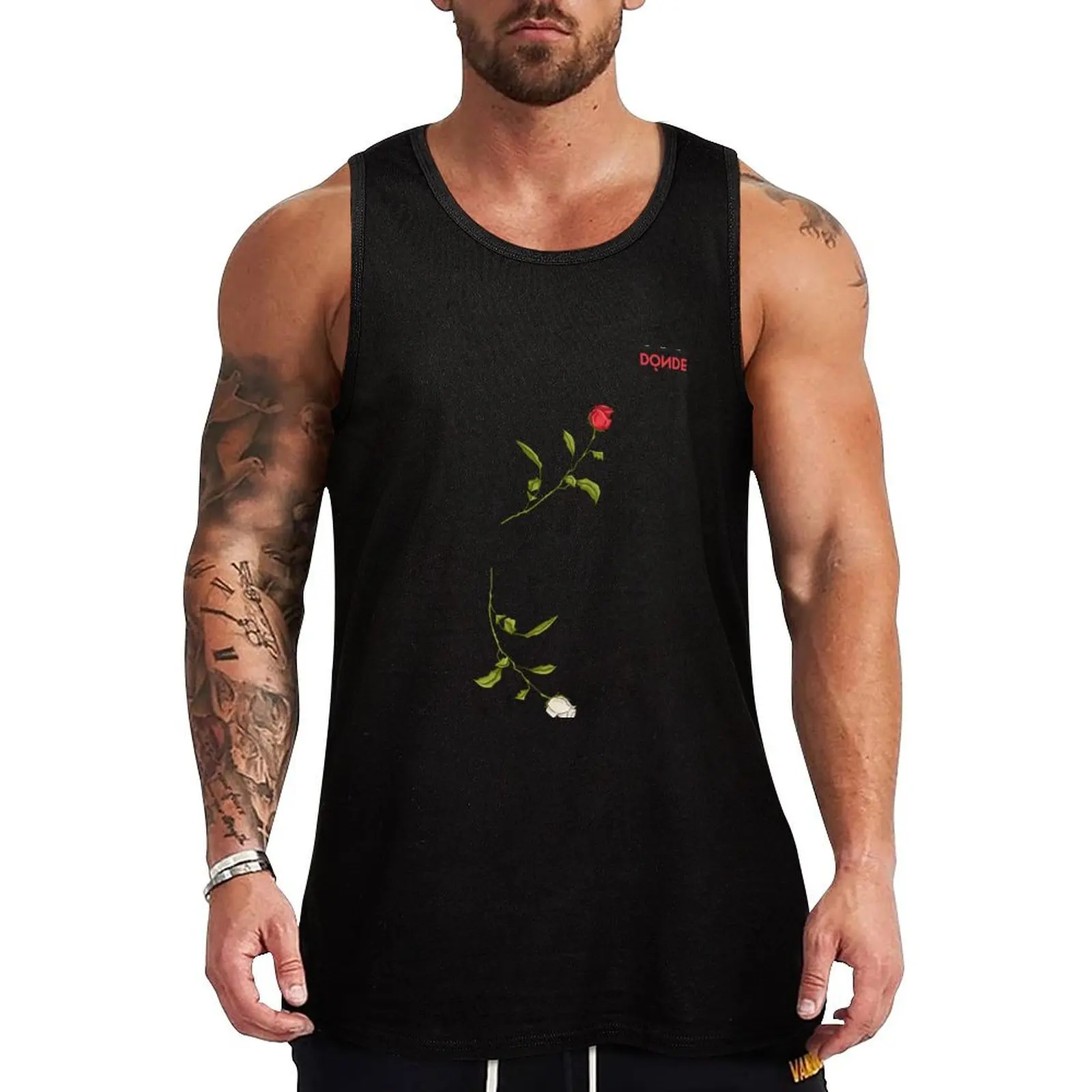 

Paul Thin - WHERE / Red and white rose Tank Top T-shirt sports sleeveless vest men Men sleeveless tee