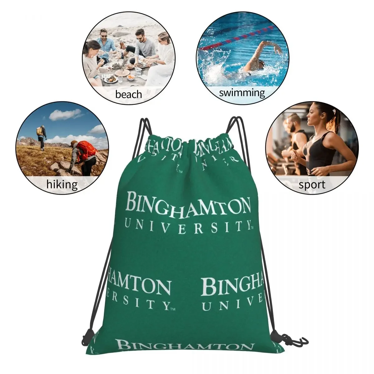 Sac à dos portable de l'université de Binghamton, sacs à cordon de proximité, sac de sport à poches groupées, sac à livres pour hommes, femmes et étudiants