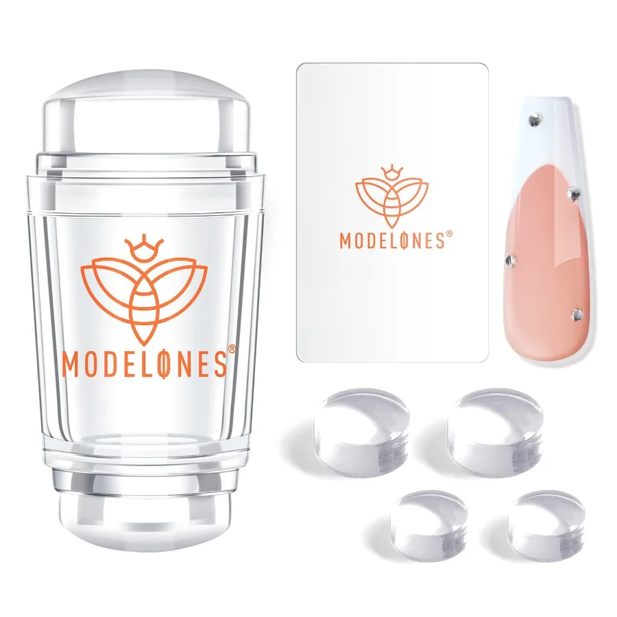 Modelones French Tip Tool Set met 6-delige nagelstempelset voor doe-het-zelf gel nagellak kunst, perfect voor het creëren van elegante Franse manicure