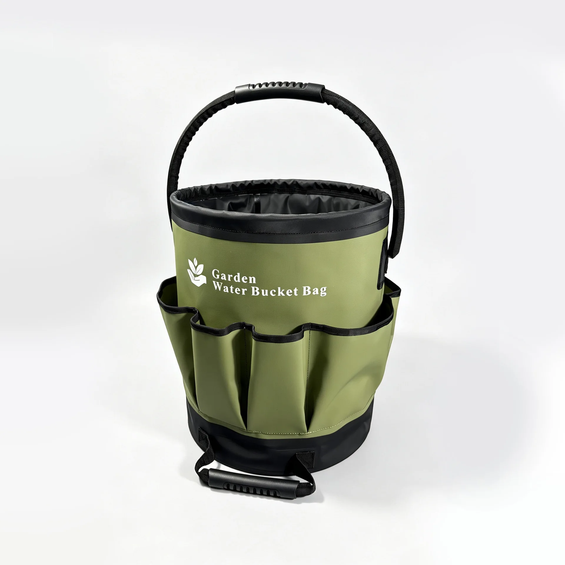 Sturdy Garden Tool Organizer Bag with 8 Pockets Handle and Weather Resistant PVC Material for Outdoor Storage Needs